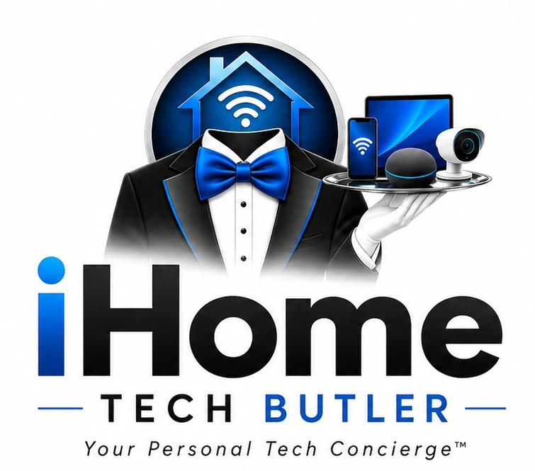 iHome Tech Butler logo with smart-home butler mascot